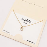 98449, DAINTY PAVE INITIAL LETTER NECKLACE/14K GOLD DIPPED