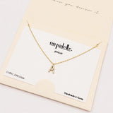 98449, DAINTY PAVE INITIAL LETTER NECKLACE/14K GOLD DIPPED