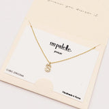 98449, DAINTY PAVE INITIAL LETTER NECKLACE/14K GOLD DIPPED