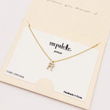 98449, DAINTY PAVE INITIAL LETTER NECKLACE/14K GOLD DIPPED