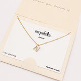 98449, DAINTY PAVE INITIAL LETTER NECKLACE/14K GOLD DIPPED