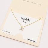 98449, DAINTY PAVE INITIAL LETTER NECKLACE/14K GOLD DIPPED