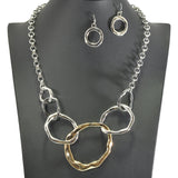 93845, HAMMERED GEOMETRIC METAL NECKLACE