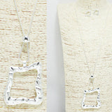 93849, HAMMERED GEOMETRIC LONG PENDANT NECKLACE