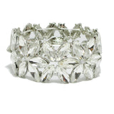 93852, FLOWER RHINESTONE STRETCH BRACELET, WEDDING, BRIDAL, PROM