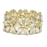 93852, FLOWER RHINESTONE STRETCH BRACELET, WEDDING, BRIDAL, PROM