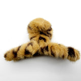 93857, LEOPARD ANIMAL PRINT FLUFFY FUR HAIR CLAW, HAIR CLIP