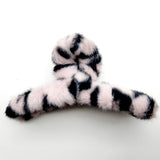 93857, LEOPARD ANIMAL PRINT FLUFFY FUR HAIR CLAW, HAIR CLIP