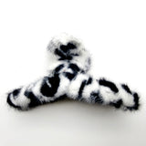 93857, LEOPARD ANIMAL PRINT FLUFFY FUR HAIR CLAW, HAIR CLIP