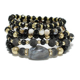 93933, MARBLE STONE MULTI LAYERED BEAD STRETCH BRACELET