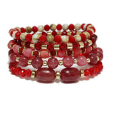 93934, SEMI PRECIOUS STONE MULTI LAYERED BEAD STRETCH BRACELET
