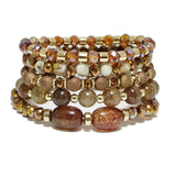 93934, SEMI PRECIOUS STONE MULTI LAYERED BEAD STRETCH BRACELET