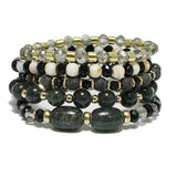 93934, SEMI PRECIOUS STONE MULTI LAYERED BEAD STRETCH BRACELET