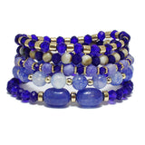 93934, SEMI PRECIOUS STONE MULTI LAYERED BEAD STRETCH BRACELET