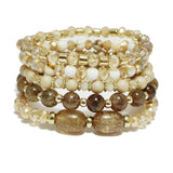 93934, SEMI PRECIOUS STONE MULTI LAYERED BEAD STRETCH BRACELET