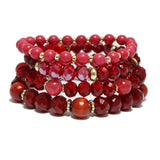 93935, MULTI LAYERED BEAD & WOOD STRETCH BRACELET