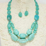 93940, MARBLE STONE BEADED NECKLACE