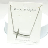 93961, SIDE CROSS STAINLESS STEEL PENDANT NECKLACE, RELIGIOUS