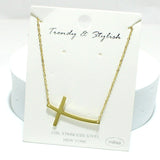 93961, SIDE CROSS STAINLESS STEEL PENDANT NECKLACE, RELIGIOUS