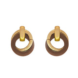 94011, WOOD ACCENT DOUBLE ROUND EARRING