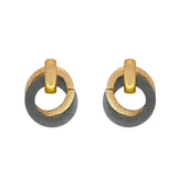 94011, WOOD ACCENT DOUBLE ROUND EARRING
