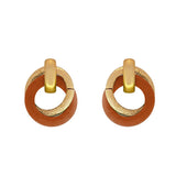 94011, WOOD ACCENT DOUBLE ROUND EARRING
