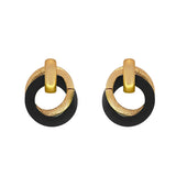 94011, WOOD ACCENT DOUBLE ROUND EARRING