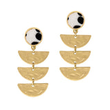 94014, LEOPARD MOHAIR ACCENT HAMMERED GEOMETRIC EARRING