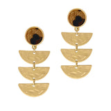 94014, LEOPARD MOHAIR ACCENT HAMMERED GEOMETRIC EARRING
