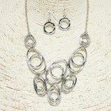 94032, MULTI OVAL SHAPE METAL NECKLACE