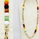 94033, LONG WOODEN BEAD WITH CHAIN NECKLACE