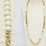 94033, LONG WOODEN BEAD WITH CHAIN NECKLACE