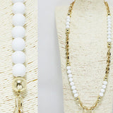 94033, LONG WOODEN BEAD WITH CHAIN NECKLACE