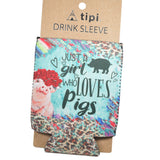 94038, "JUST A GIRL WHO LOVES PIGS" 12 OZ BOTTLE DRINK SLEEVE