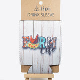 94038, "FARM LIFE" 12 OZ BOTTLE DRINK SLEEVE