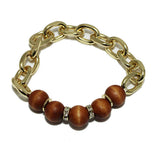 94041, WOODEN BEAD ACCENT STRETCH BRACELET