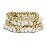 94043, WOOD MULTI LAYERED BEAD STRETCH BRACELET