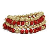 94043, WOOD MULTI LAYERED BEAD STRETCH BRACELET