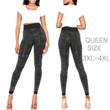 94044, BLACK WITH SILVER STONE FRONT & BACK BLING MULTI RHINESTONE LEGGINGS