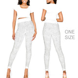 94044, WHITE WITH SILVER STONE FRONT & BACK BLING MULTI RHINESTONE LEGGINGS