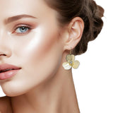 108426, GOLD DIPPED BRASS FLOWER DANGLE EARRING