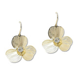 108426, GOLD DIPPED BRASS FLOWER DANGLE EARRING