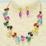 94156, MULTI SHAPE RHINESTONE EVENING NECKLACE, WEDDING, BRIDAL, PROM
