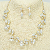 94156, MULTI SHAPE RHINESTONE EVENING NECKLACE, WEDDING, BRIDAL, PROM