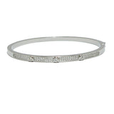 94177, CUBIC ZIRCONIA ACCENT STAINLESS STEEL BANGLE BRACELET