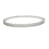 94179, PAVE CUBIC ZIRCONIA STAINLESS STEEL BANGLE BRACELET