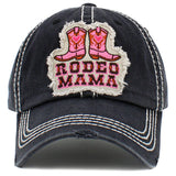 94184, "RODEO MAMA" WESTERN BOOTS WASHED VINTAGE BALL CAP