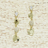 94191, GOLD DIPPED, HEART PAVE RHINESTONE DROP DANGLE EARRING, VALENTINE'S DAY