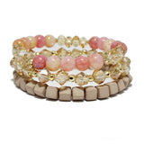 94246, MATTE SQUARE & MIXED BEAD MULTI LAYERED STRETCH BRACELET
