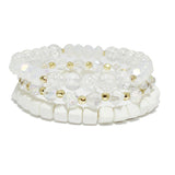 94246, MATTE SQUARE & MIXED BEAD MULTI LAYERED STRETCH BRACELET